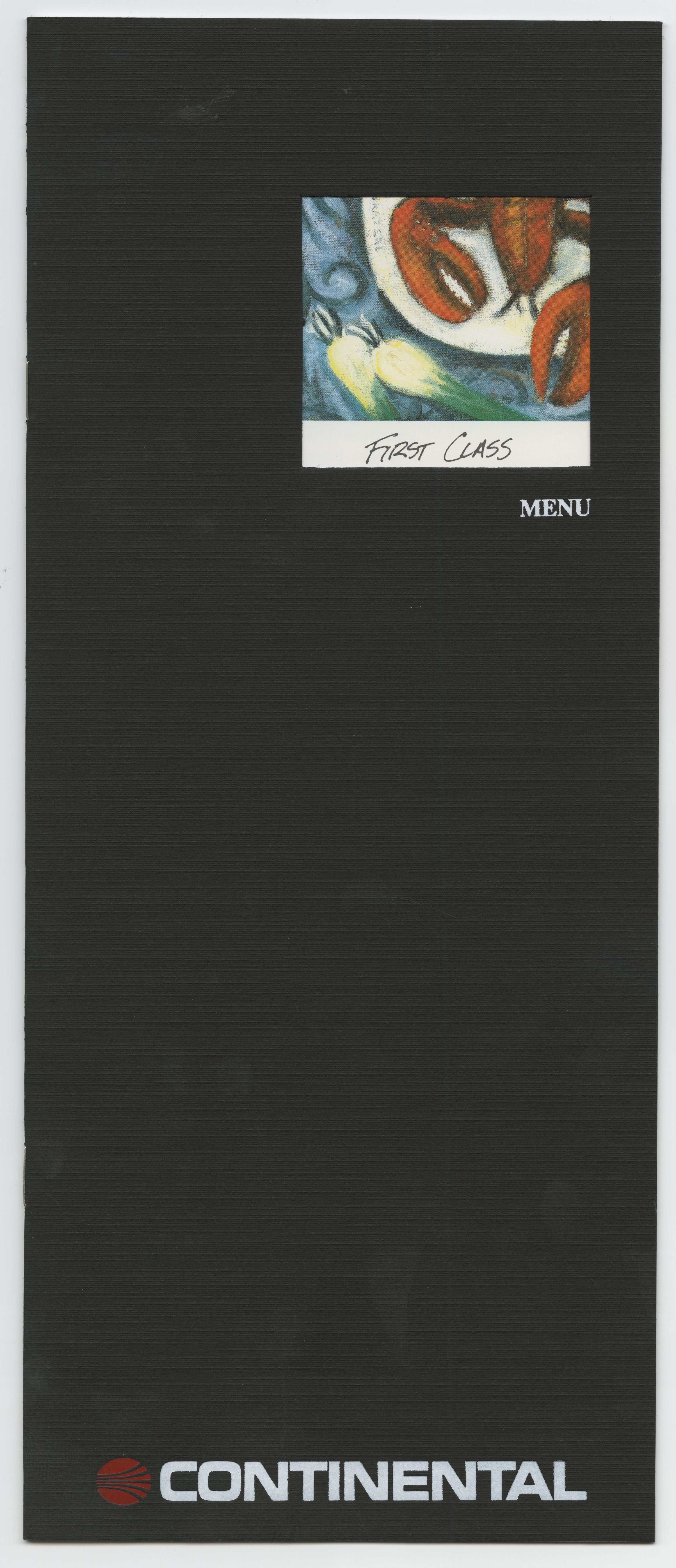 Continental, Honolulu to San Francisco, First Class Menu