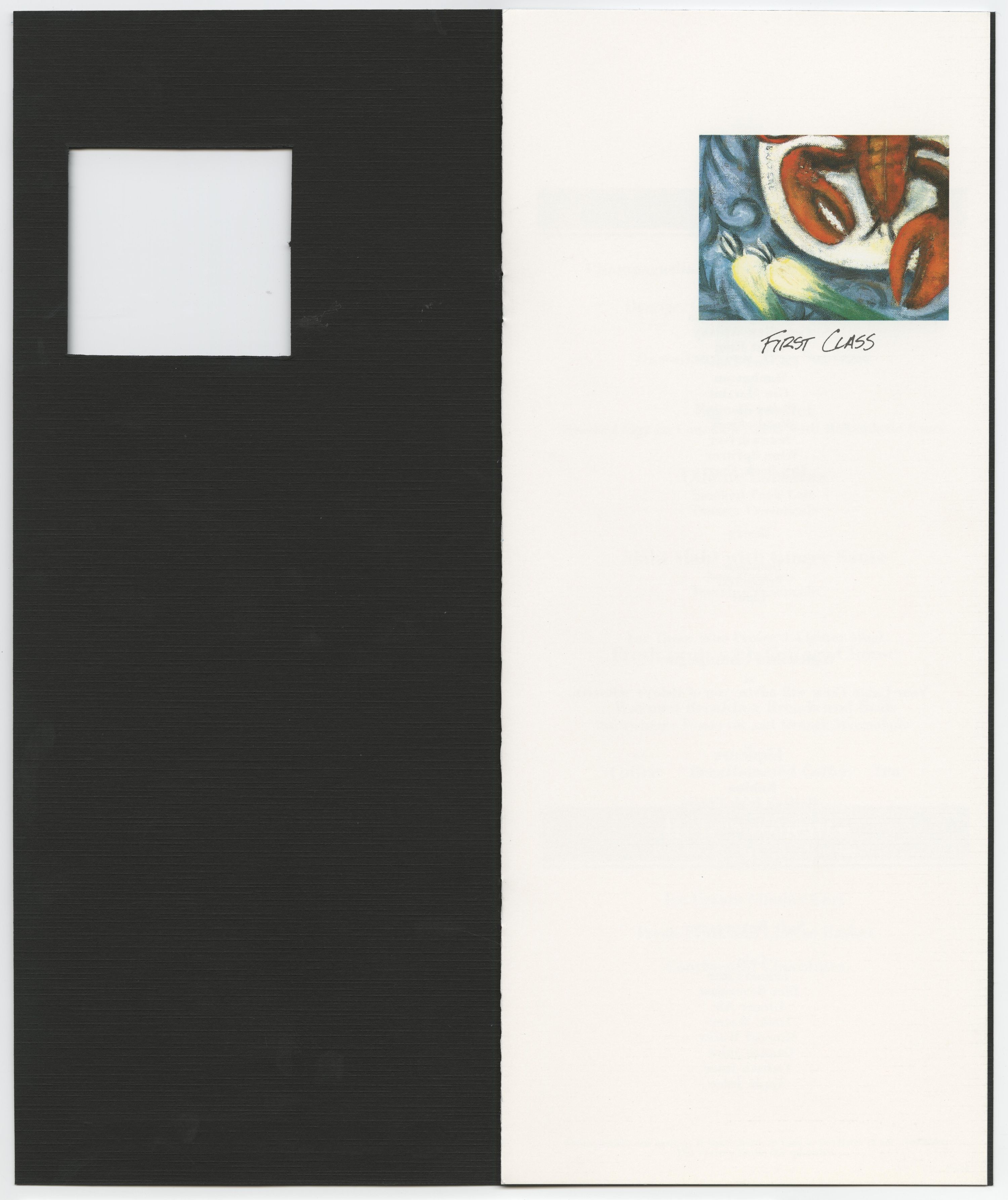 Honolulu to San Francisco, First Class Menu