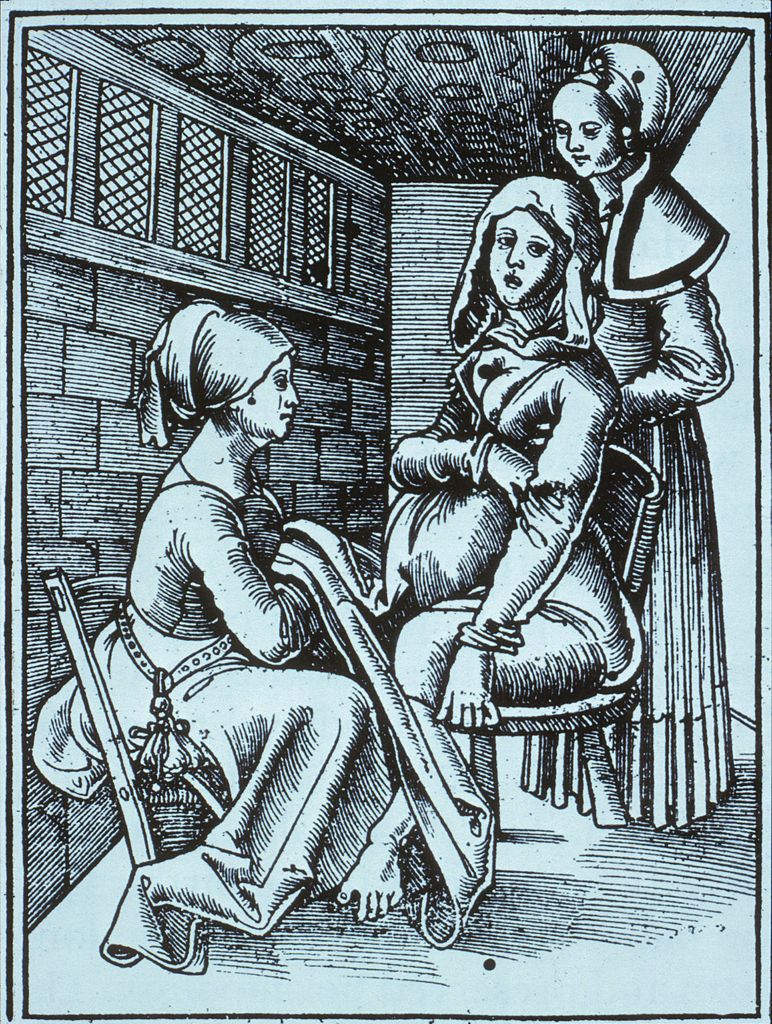 Midwife Delivery Woodcut